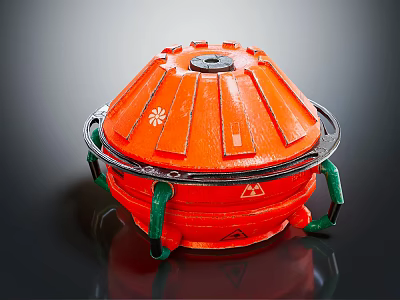 Smart Machine With Orange Enclosure Green Components And Circular Top Design 3d model