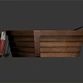 Wooden Boat Model Interior With Oars Life Ring And Anchor