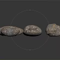 Five Natural Irregular Grayish Brown Stone Pieces With Rough Surface And White Spots