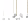 Modern Spherical Glass Pendant Lights With Gold Metal Frames And Illuminated Glow
