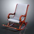 Leisure Rocking Chair With Comfortable Gray Fabric Seat Wooden Frame And Curved Armrests
