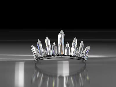 Sparkling Transparent Crystal Crown With Multiple Pointed Tips For Elegant Decorative Accessory 3d model
