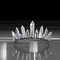 Sparkling Transparent Crystal Crown With Multiple Pointed Tips For Elegant Decorative Accessory