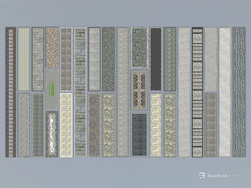 Garden Decorative Paving Elements With Various Textures And Styles For Paths 3d model