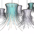 Artistic Modern Chandeliers With Colorful Tassel Design And Glass Elements