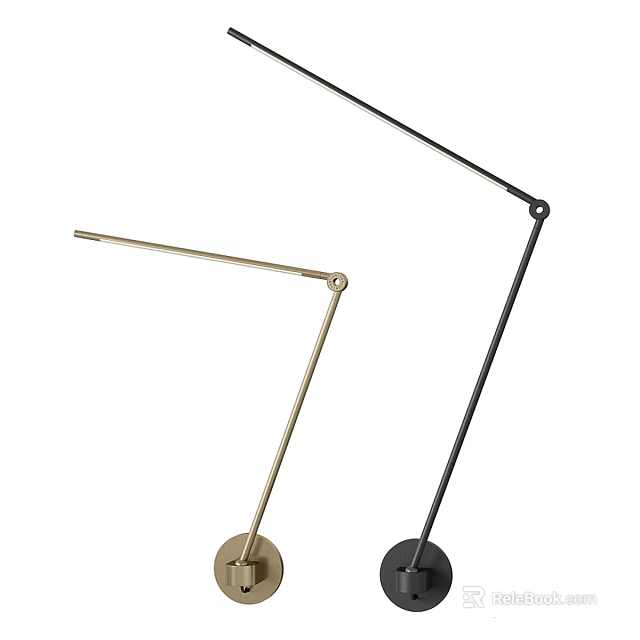 Modern Simple Wall Lamp With Gold And Black Metal Adjustable Arms For Home Decor 3d model 