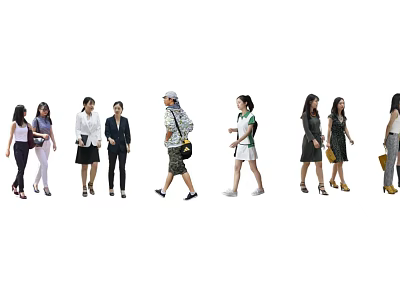Group of People Walking in Different Casual And Formal Outfits With Various Styles 3d model
