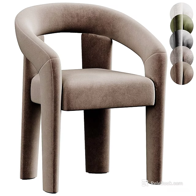 Elegant Modern Leisure Chair With Soft Velvet Upholstery And Curved Armrest Design 3d model 