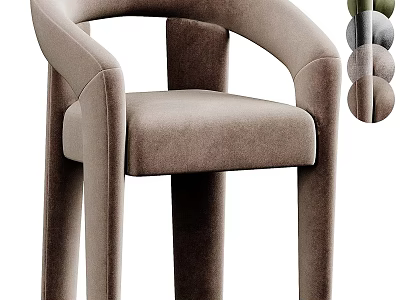 Elegant Modern Leisure Chair With Soft Velvet Upholstery And Curved Armrest Design 3d model