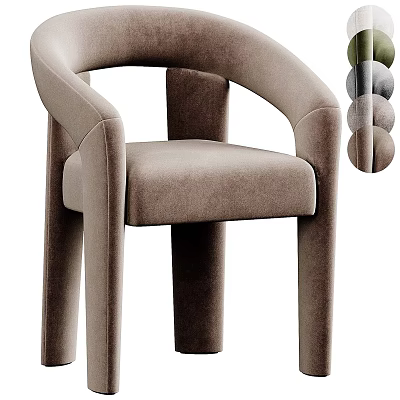 Elegant Modern Leisure Chair With Soft Velvet Upholstery And Curved Armrest Design 3d model
