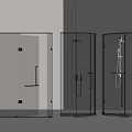 Modern Shower Sauna Enclosure Design With Glass Panels And Black Frame Fixtures