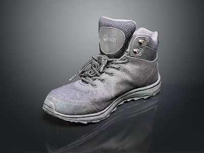 Gray High Top Work Safety Shoes With Lace Up Closure And Slip Resistant Rubber Sole 3d model