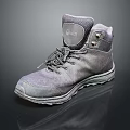 Gray High Top Work Safety Shoes With Lace Up Closure And Slip Resistant Rubber Sole
