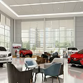 Spacious 4S Store Showroom Interior With Bright Lighting Displaying New Colorful Cars