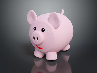 Pink Piggy Bank 3D Model With Smiling Face And Big Black Eyes 3d model