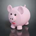 Pink Piggy Bank 3D Model With Smiling Face And Big Black Eyes