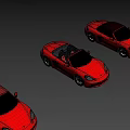 Three Red Sports Cars Lined Up In A Row Against Gray Background