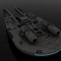 Detailed Black Spaceship Model with Futuristic Aerospace Design and Science Fiction Elements