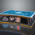 Futuristic Control Console With Blue Circuit Board Dashboard And Red Indicator Lights 3d model