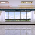 Indoor Clothes Hanger with Ceiling Installation and Window Curtain Green Plants