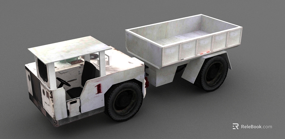 White Industrial Dump Truck With Number 1 Cab And Open Bed Large Tires 3d model 