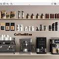 Essential Coffee And Tea Kitchen Appliances With Stylish Display And Containers 3d model