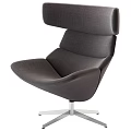 Brown Leather Office Chair With Modern Design And Silver Metal Base