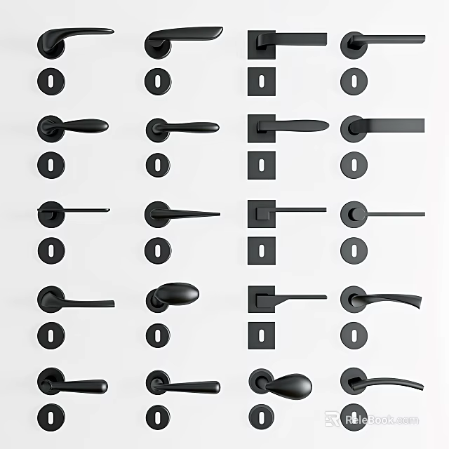 Modern Door Handles in Various Stylish Designs for Home Decoration 3d model 