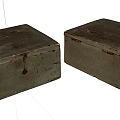Two Vintage Wooden Storage Boxes With Rustic Old Design For Home Organizing 3d model