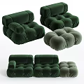 Elegant Green Velvet Sofa Set With Button Tufted Modular Design And Ottoman