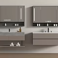 Modern Bathroom Vanity Design With Double Cabinets Mirrored Doors Storage Drawers And LED Lighting