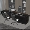 Modern Office Interior Design With Black Desk Computer And Gray Office Chairs