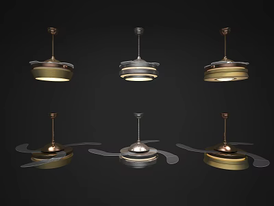 Modern Ceiling Fans With Various Styles And Gold Silver Copper Finishes For Home Decor 3d model