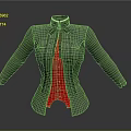 Vintage Green Coat With Red Lining And Black Bow Tie Design