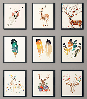 Nordic Animal Painting Decorative Painting 3d model