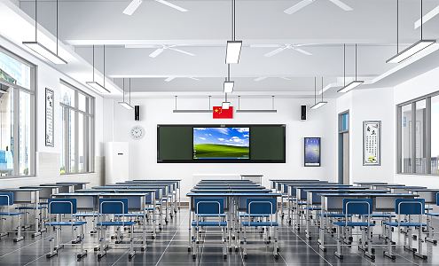 modern classroom 3d model