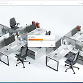 Modern Office Workspace With Partitioned Desks Computer Monitors And Ergonomic Chairs