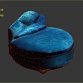 Elegant Blue Velvet Swan Chair With Curved Backrest And Comfortable Seat