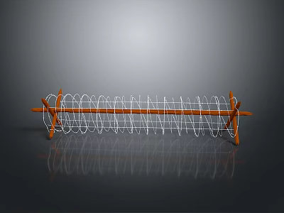 Defensive Weapon Structure With Orange Support Frames And White Spiral Wires 3d model