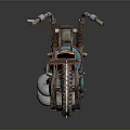 Custom Vintage Motorcycle With Spiked Tires Leather Seat And Metal Accents