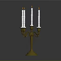 Classic Gold Candelabra Featuring Six White Candles And Curved Branches