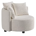 Beige Accent Chair with Soft Bouclé Fabric Comfy Armrests and Decorative Pillows Modern Design
