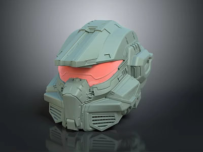 Green Tactical Military Combat Helmet With Red Visor For Weapon Users 3d model