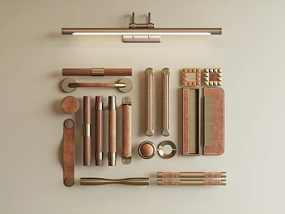 Various Modern Furniture Handles In Wooden Metal And Brass Designs For Cabinets 3d model