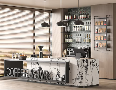 Modern Cafe Milk Tea Shop Coffee Bar Coffee Machine Workbench Cashier 3d model