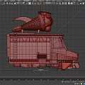 Pink Utility Vehicle Featuring Giant Ice Cream Cone on Roof with Wings and Hat Design