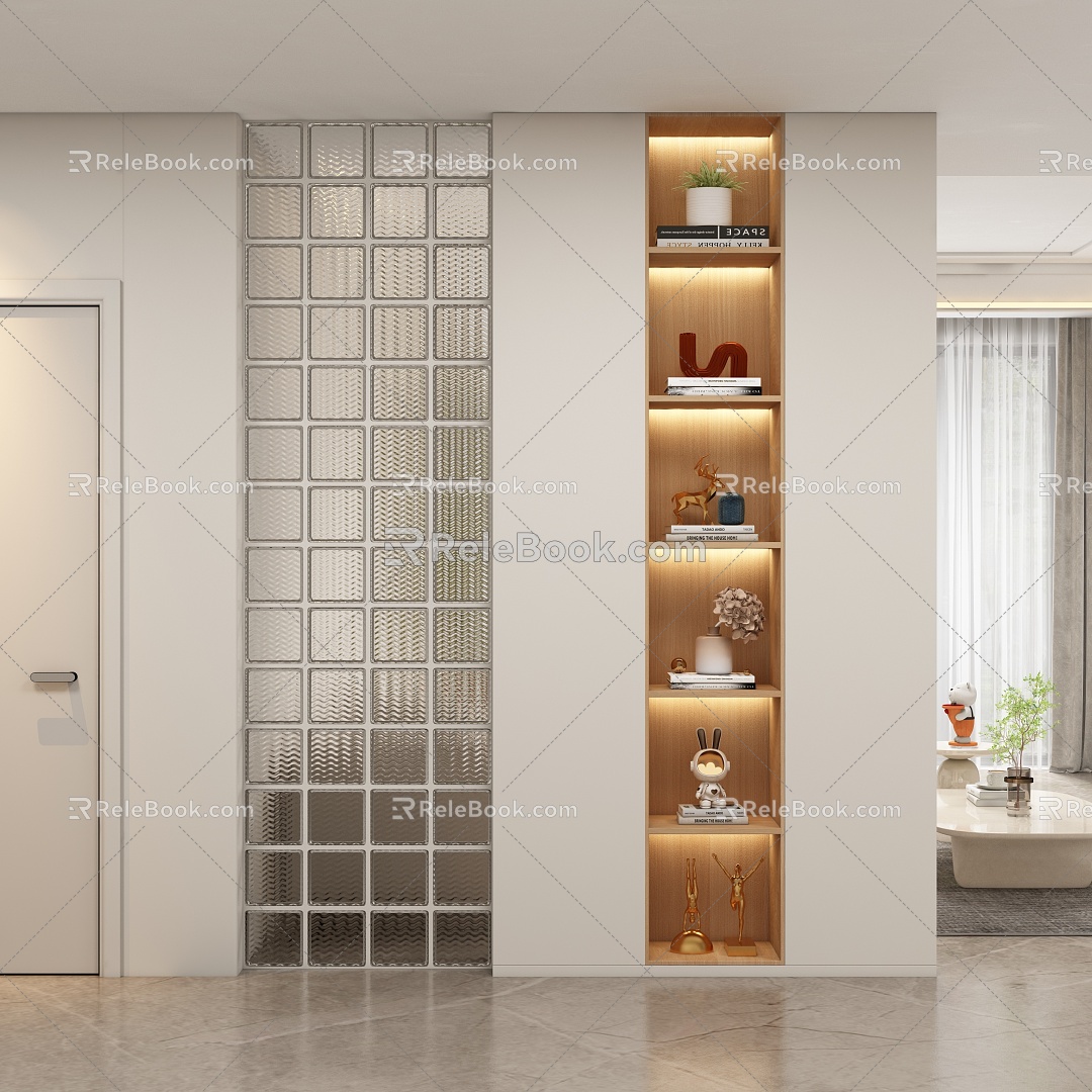 Modern cream style porch partition aisle 3d model