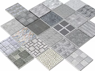 Gray Ceramic Tiles With Various Patterns Textures And Styles For Home Decoration 3d model