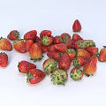 Fresh Ripe Strawberries Scattered on White Background Looking Juicy and Delicious