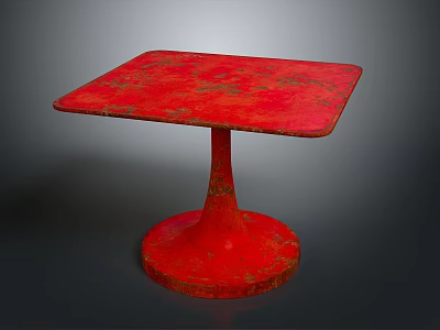 Stylish Red Furniture Table With Square Top And Conical Base Design 3d model